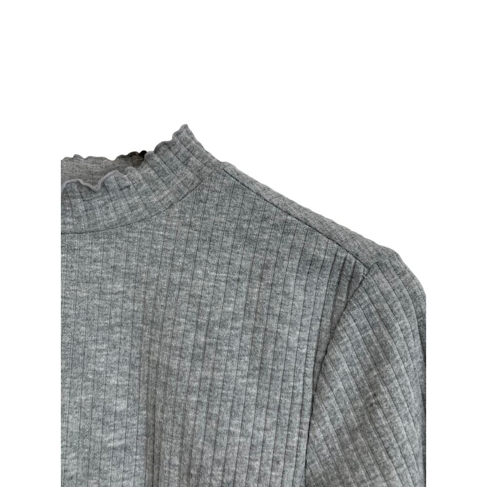 BP. Gray Medium Heather Mock Neck Long Sleeve Crop Top Size Medium NEW - Picture 3 of 7